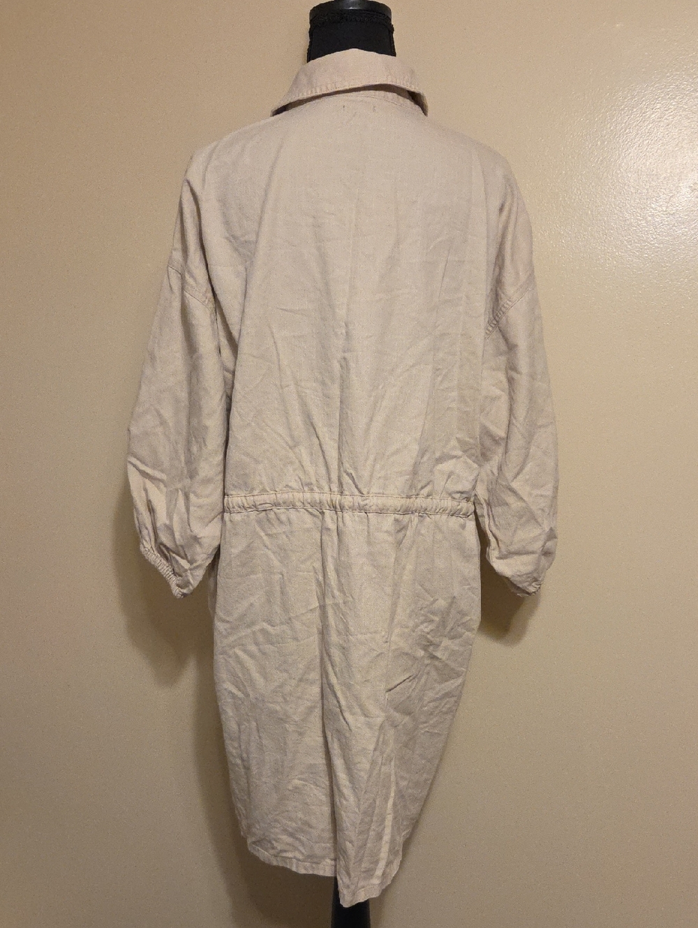J. CREW Utility Cinched Zip Up Dress Drapey Cotton Khaki Cream Tan Beige Small - Picture 9 of 12